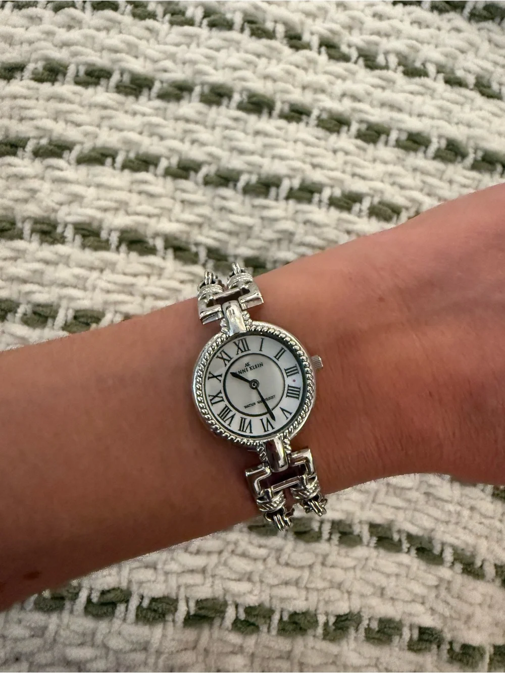 Anne Klein Silver-Tone Roman Numeral Bracelet Watch